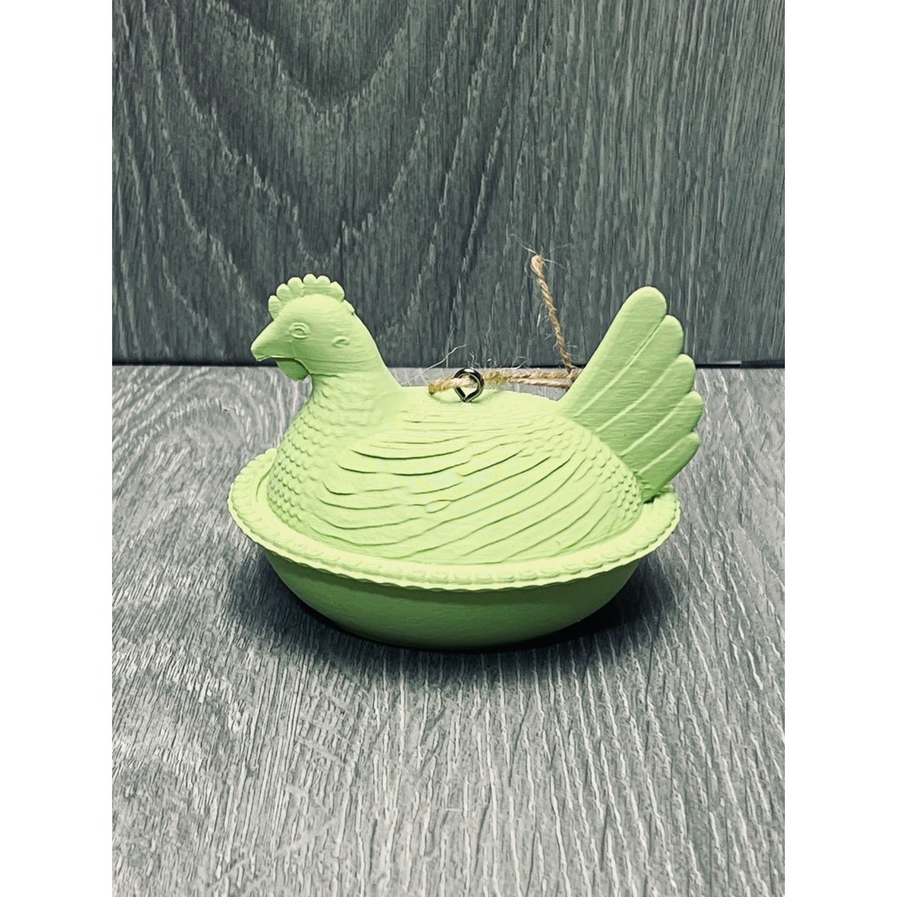 4PC Hen on Nest Chicken HON Ornaments 3D Printed Rustic Farmhouse Decor Green - Picture 3 of 6